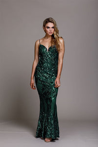 Long Sequin gown - LAA791 - Green / 2 - Dress