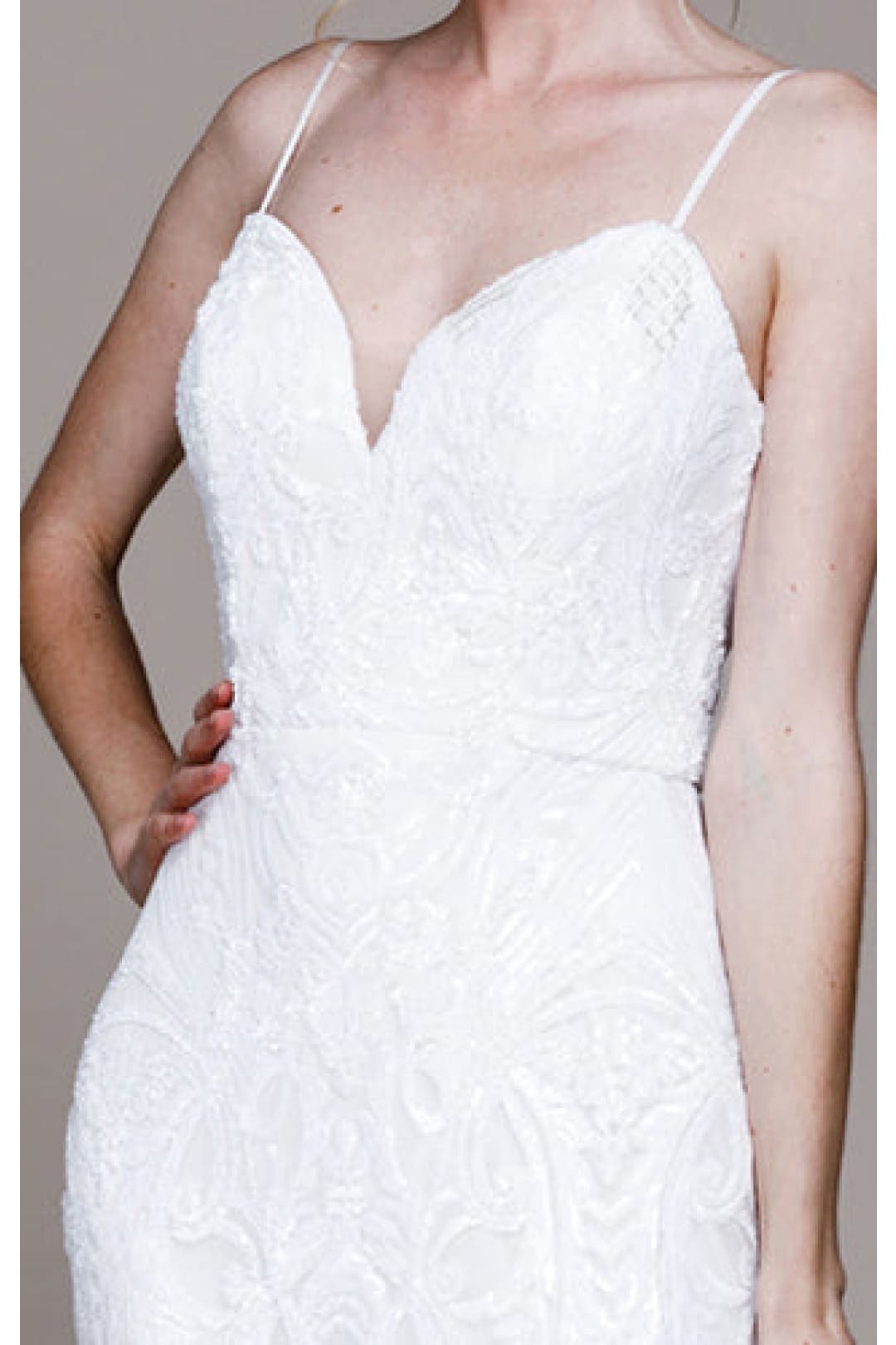 Long Bridal Sequin Gown - LAA791B - Dress