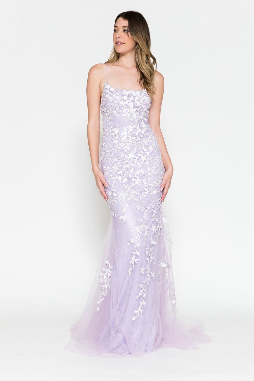 Embroidered Formal dress - LAA799 - Lilac / 2