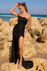 Amelia Couture AC0013 Beaded One - Shoulder Fitted Ruched Evening Gown - BLACK / Dress
