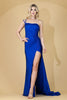 Amelia Couture AC0013 Beaded One - Shoulder Fitted Ruched Evening Gown - ROYAL BLUE / Dress