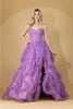 Amelia Couture AC0019 Strapless Embellished Layered Ruffle Slit Gown - LAVENDER / Dress