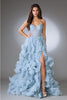 Amelia Couture AC0019 Strapless Embellished Layered Ruffle Slit Gown - VINTAGE BLUE / Dress