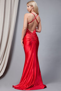 Amelia Couture AC5039 V-neck Open Back Prom Gown