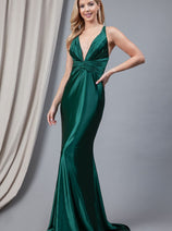 Emerald Green Bridesmaid Dresses-Inexpensive Amelia Couture 5039 V-neck