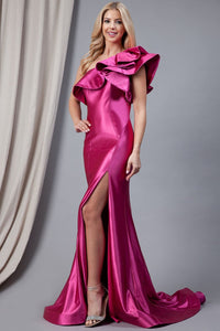 Amelia Couture AC5042 One Shoulder Mermaid Prom Gown - Hot Pink / 2