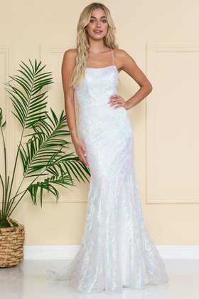 Amelia Couture 6116B Mermaid Open Back Wedding White Formal Dress
