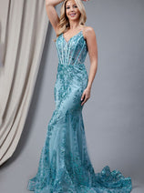 Amelia Couture BZ015 Gorgeous V-Neck Prom Evening Gown