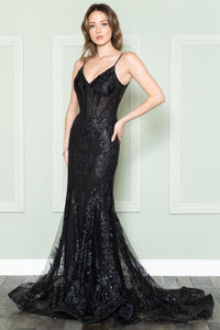 Amelia Couture BZ015 Gorgeous Prom Evening Gown - BLACK / 2