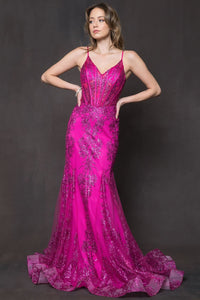 Amelia Couture BZ015 Gorgeous Prom Evening Gown - MAGENTA / 4
