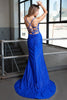Amelia Couture BZ019 High Slit Wrap Glitter Jersey Dress - Dress