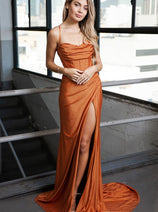 Amelia Couture BZ019 High Slit Wrap Glitter Jersey Dress