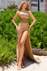 Amelia Couture BZ020 Cowl Neck Prom Jersey Gown - ALMOND / 14 - Dress
