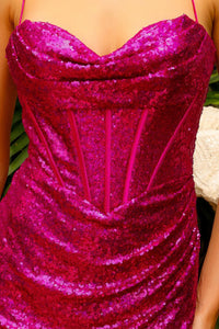 Amelia Couture BZ026S Corset Bone Sequined Party Dress