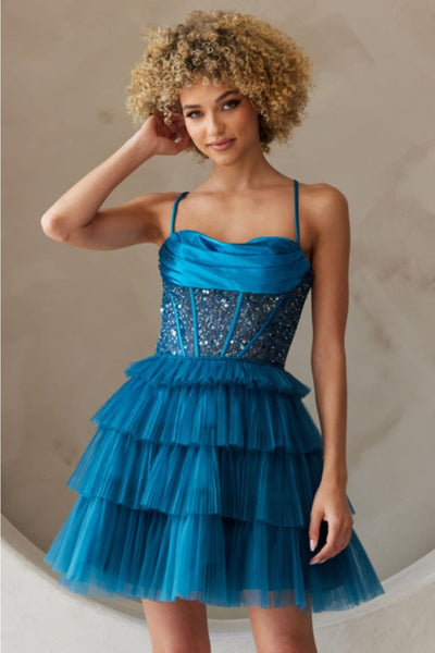 Amelia Couture BZ9023S Corset Bodice Ruffle Birthday A-line Dress - Dress