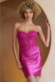 Amelia Couture BZ9028S Strapless Embellished Corset Hoco Dress - PINK / 8 - Dress