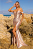 Amelia Couture BZ9030 Detachable Off Shoulder Corset Long Prom Dress - CHAMPAGNE / Dress