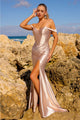 Amelia Couture BZ9030 Detachable Off Shoulder Corset Long Prom Dress - CHAMPAGNE / Dress
