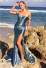 Amelia Couture BZ9030 Detachable Off Shoulder Corset Long Prom Dress - VINTAGE BLUE / Dress