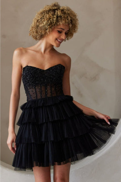 Amelia Couture BZ9999S Strapless A-line Layered Tulle Homecoming Dress - Dress