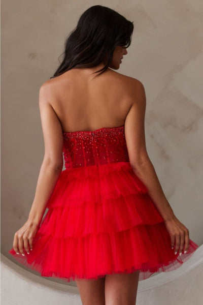 Amelia Couture BZ9999S Strapless A-line Layered Tulle Homecoming Dress - Dress