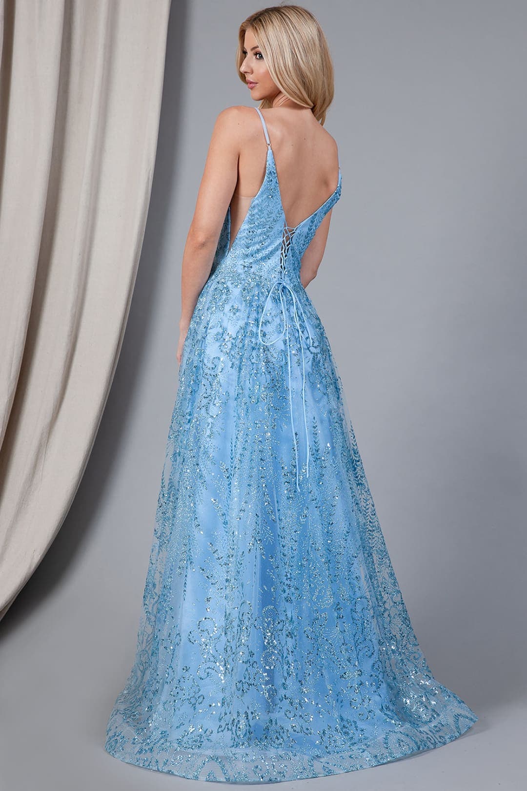 Amelia Couture EL010B Spaghetti Strap Corset A-Line Bridal Evening Gown - Dress