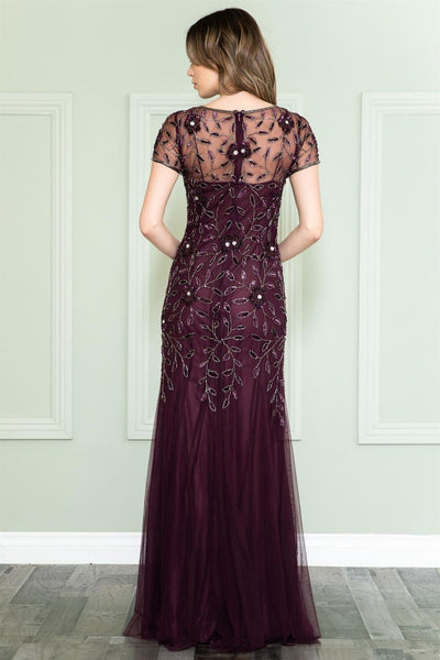 Amelia Couture Short Sleeve Bateau Evening Gown