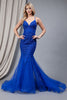 Amelia Couture SU066 Embellished Mermaid Spaghetti Straps Prom Gown - ROYAL BLUE / 2 - Dress