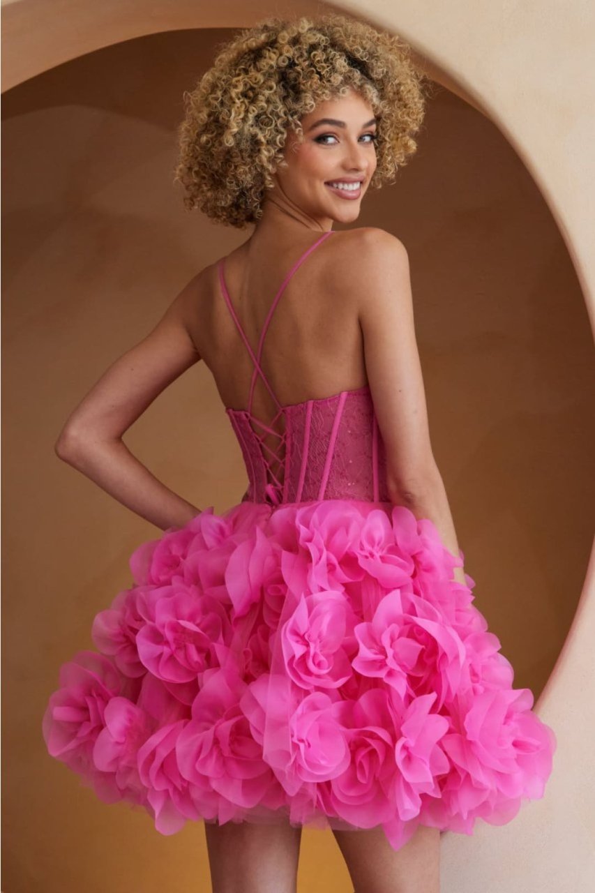 couture graduation dresses Amelia SU083S A-Line Floral Ruffle Dress graduation dress