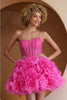 Amelia Couture SU083S Pink A-line Floral Ruffle Graduation Dress - PINK / Dress