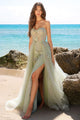 Amelia Couture TM1002 Corset Bone Pageant Formal Gown - SAGE / 2 - Dress