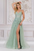 Amelia Couture TM1006 Corset Back Embroidery Pageant Gown - SAGE / 2 - Dress