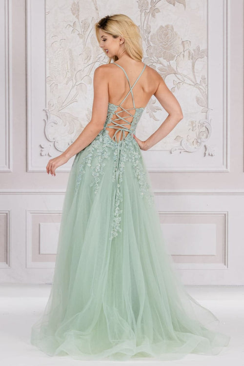 Amelia Couture TM1006B Sleeveless Long White Corset Wedding Dress - Dress