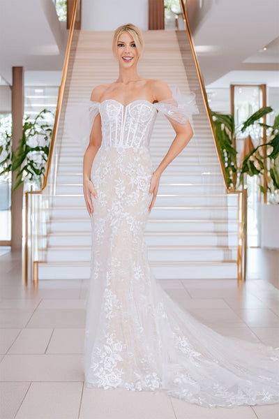 Amelia Couture WL0100 Mermaid Lace White Bridal Long Gown - Dress