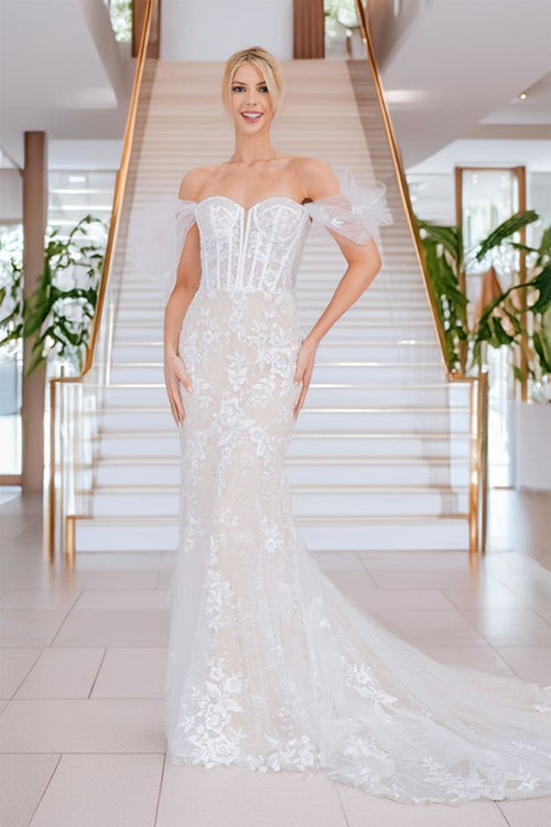 Amelia Couture WL0100 Mermaid Lace White Bridal Long Gown - Dress