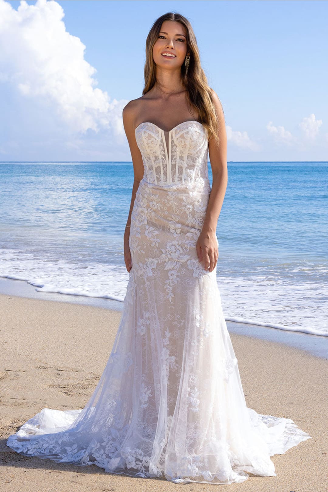 Amelia Couture WL0100 Mermaid Lace White Bridal Long Gown - Dress