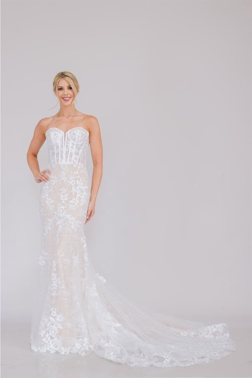 Amelia Couture WL0100 Mermaid Strapless White Bridal Long Gown - WHITE / 2 - Dress