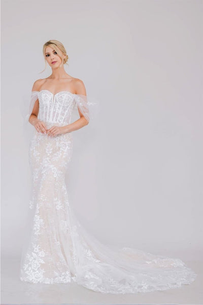 Amelia Couture WL0100 Mermaid Strapless White Bridal Long Gown - Dress
