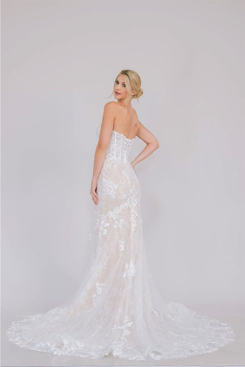 Amelia Couture WL0100 Mermaid Strapless White Bridal Long Gown - Dress