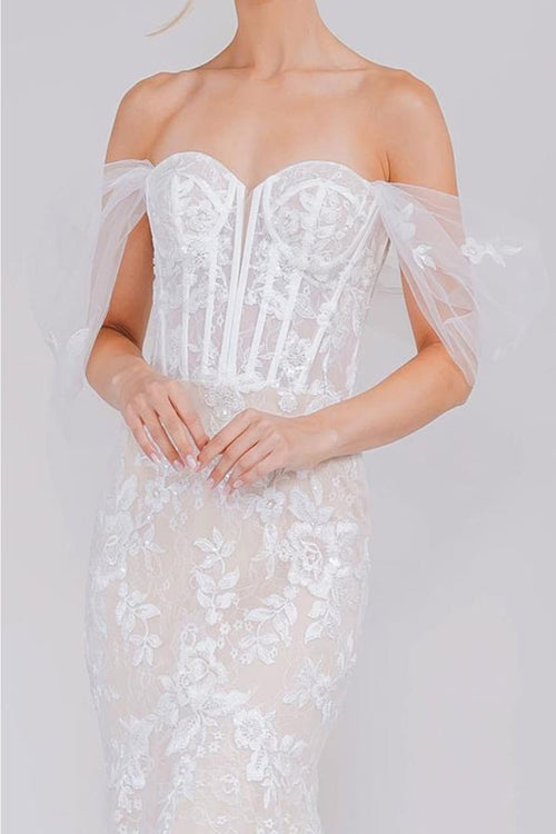 Amelia Couture WL0100 Mermaid Strapless White Bridal Long Gown - Dress