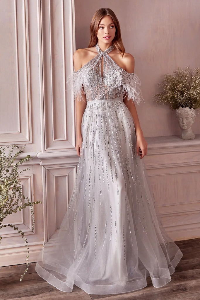 Andrea & Leo Ball Gown A-Line Evening Prom Dress A1023 - Silver / 4 - Dresses