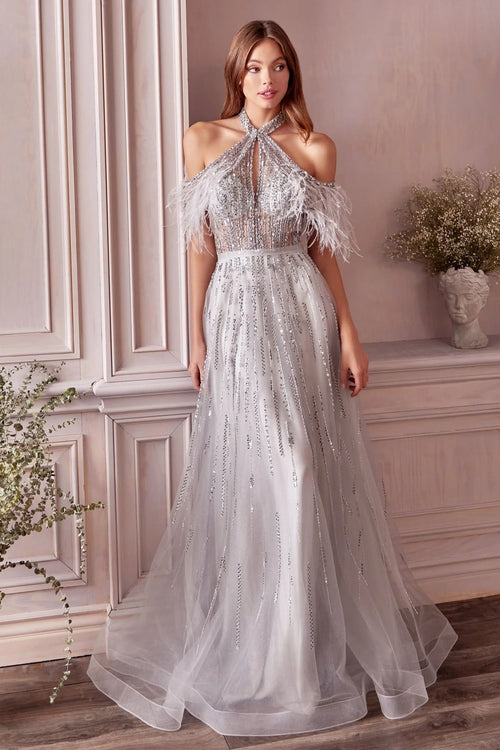 Andrea & Leo Ball Gown A-Line Evening Prom Dress A1023 - Silver / 4 - Dresses