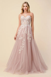 Andrea & Leo Ball Gown A-Line Evening Prom Dress A1029 - Mauve / 2 - Dresses