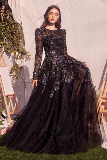 Andrea & Leo Ball Gown A-Line Evening Prom Dress MA107 - Black / 6 - Dresses