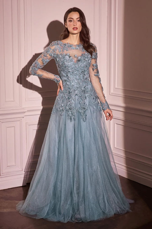 Andrea & Leo Ball Gown A-Line Evening Prom Dress MA108 - Dusty Blue / 6 - Dresses