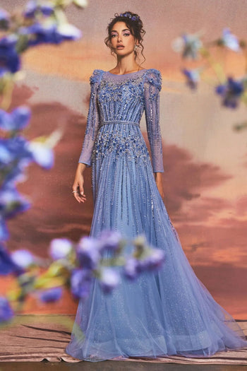Andrea & Leo Mother of the Bride Dress Long Evening Formal Gown A1167 - Blue / 4 - Dresses