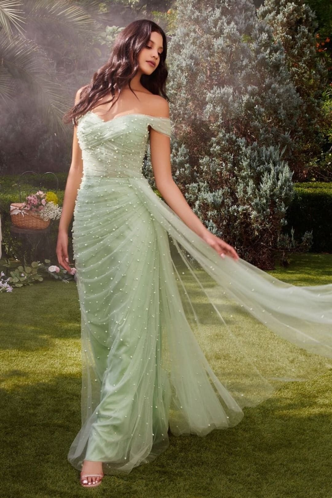Andrea & Leo Prom Dress Long Formal Evening Gown A1219 - Sage / 4 - Dresses