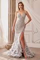 Andrea & Leo Prom Dress Long Formal Evening Gown A1229 - Silver/Nude / 2 - Dresses