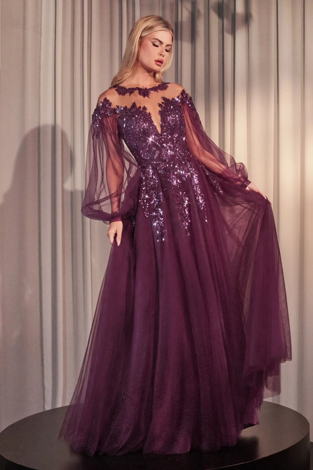 Andrea & Leo Prom Dress Long Formal Evening Gown A1263 - Eggplant / 12 - Dresses