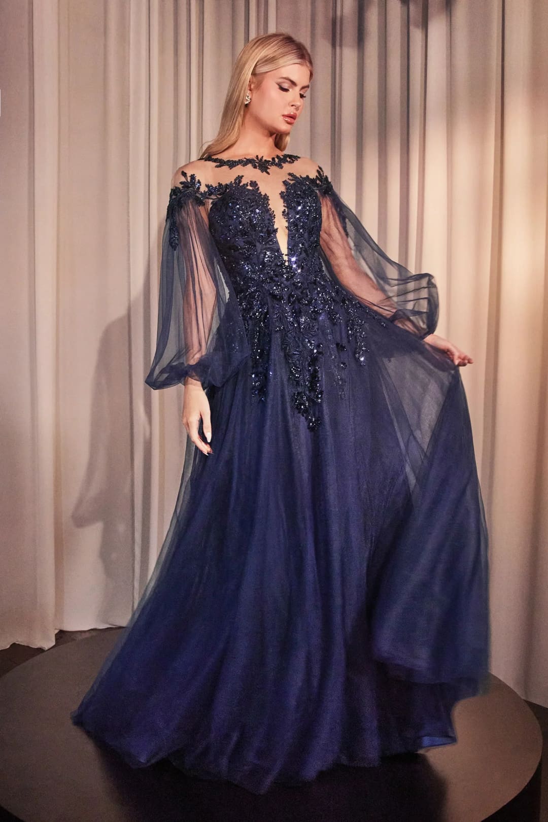 Andrea & Leo Prom Dress Long Formal Evening Gown A1263 - Navy / 12 - Dresses